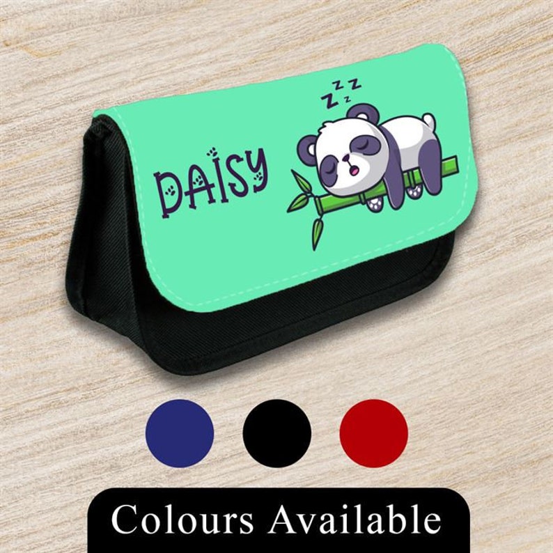 Personalised Any Name Panda Design Pencil Case Bag School Kids