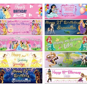 Personalised Birthday Banner  Princess Design Children Kids Party Decoration 245