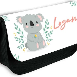 Personalised Any Name Koala Black Pencil Case Bag School Kids Stationary 681