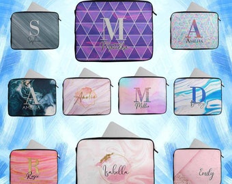 Personalised Any Name Marble Design Laptop Case Sleeve Tablet Bag Chromebook 79