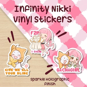 Infinity Nikki + Momo Stickers | Waterproof | Holographic | Matte vinyl sticker | Laptop Decal | Notebook Sticker | Bullet Journal