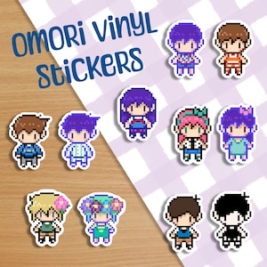 Adesivo de personagem Omori Pixel | À prova d'água | Adesivo de vinil holográfico | Decalque para laptop | Adesivo para caderno | Scrapbooking | Bullet Journal