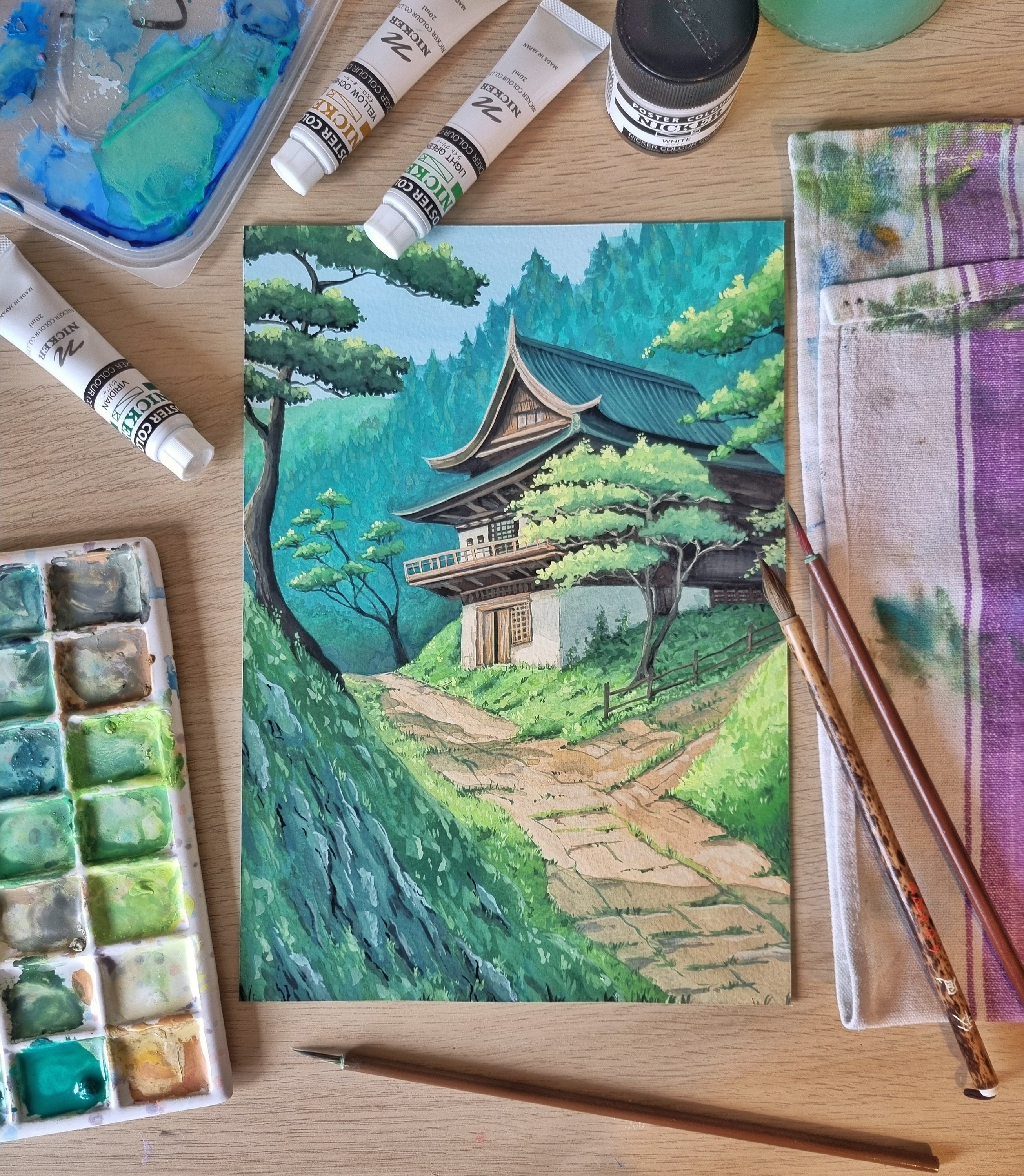 A gouache painting from a Ghibli movie : r/Gouache