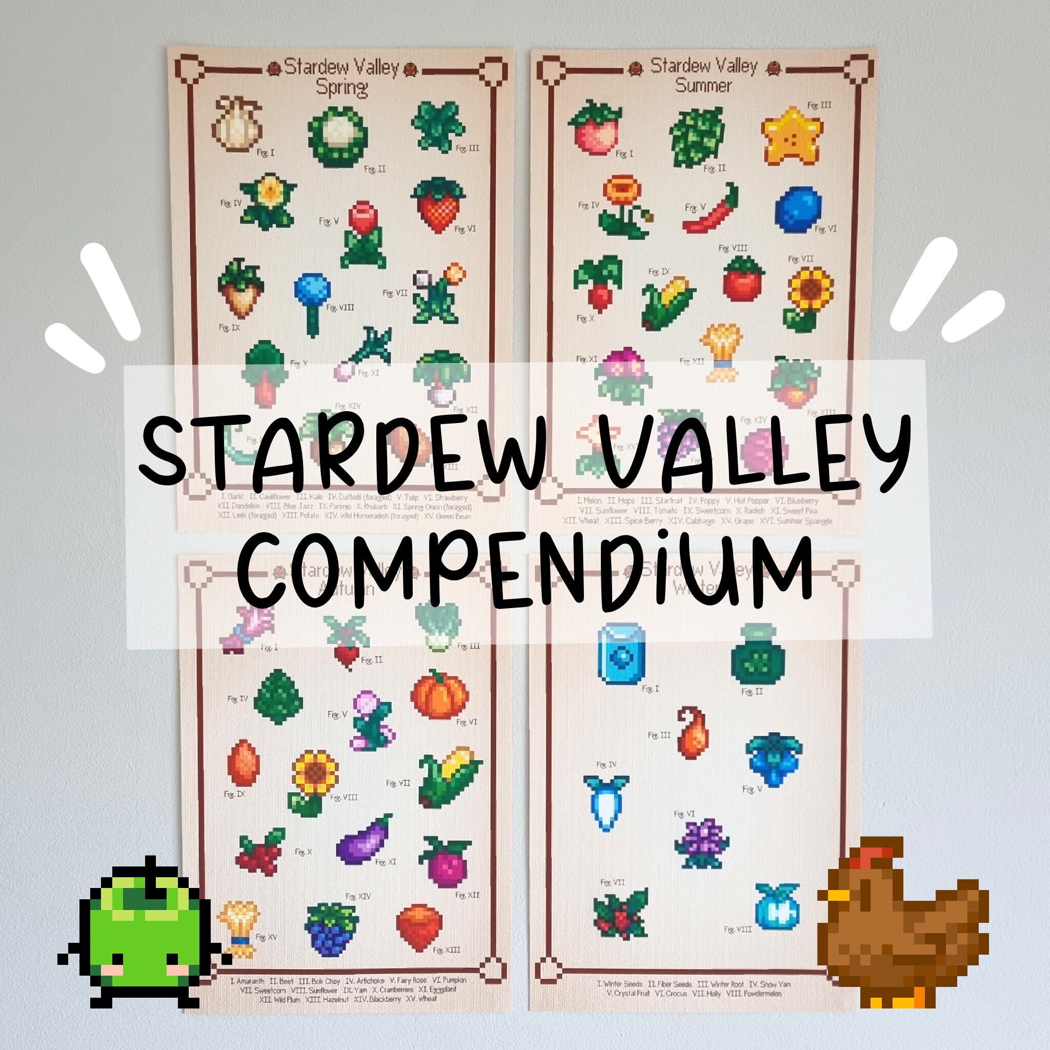 Stardew Valley Crop Compendium Art Print: Pixel Game Art