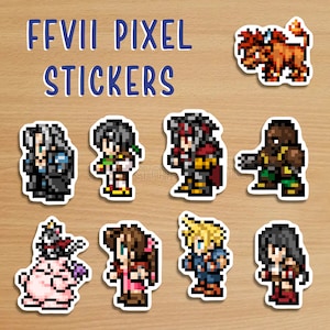 Final Fantasy VII-pixelsticker: waterdichte, matte vinylsticker