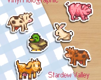 Stardew Valley Animal Sticker: Waterproof Holographic Vinyl Decal
