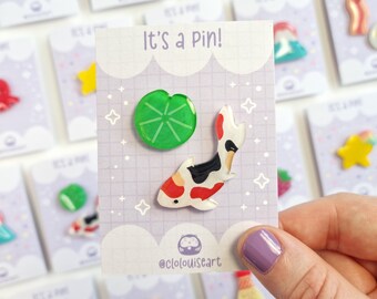 Koi Karpfen Teich Pin | Zwei Pins | Handgemachte Resin Pin