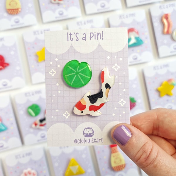 Koi Carp Pond Pin | Two Pins | Handmade Resin Pin