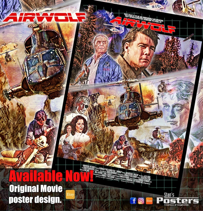 AIRWOLF (1984) - Original Design. A3 Limited Edition, Retro Poster. - Etsy