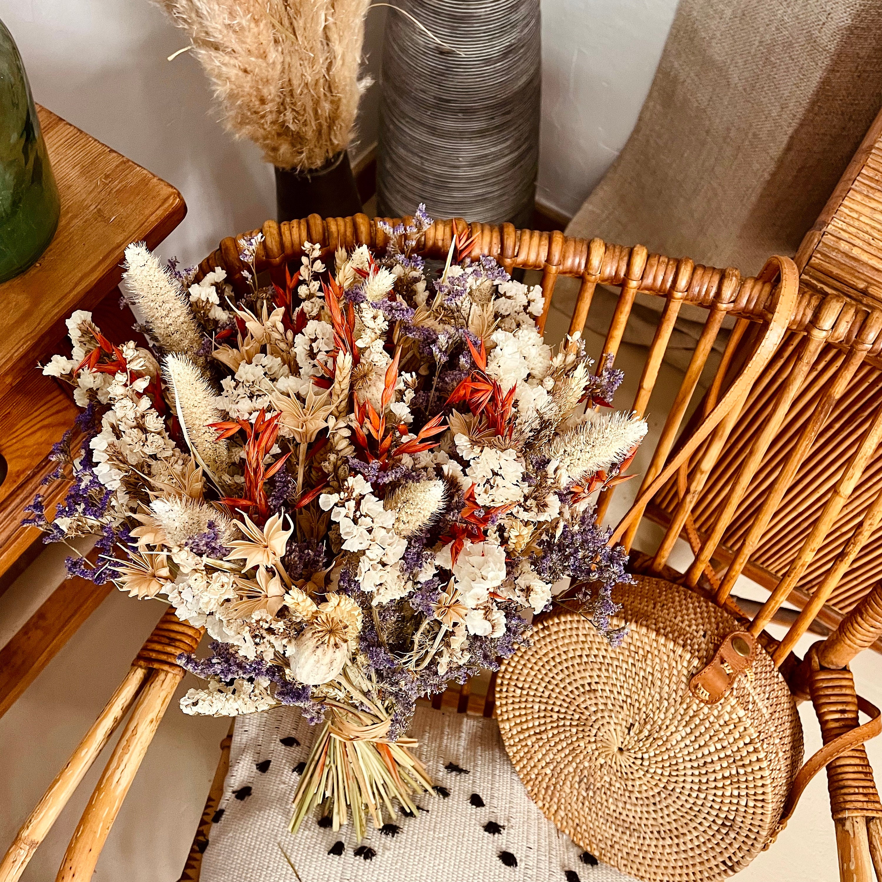 Bouquet de Fleurs Séchées Champêtre ou Décoration Intérieure Leonis