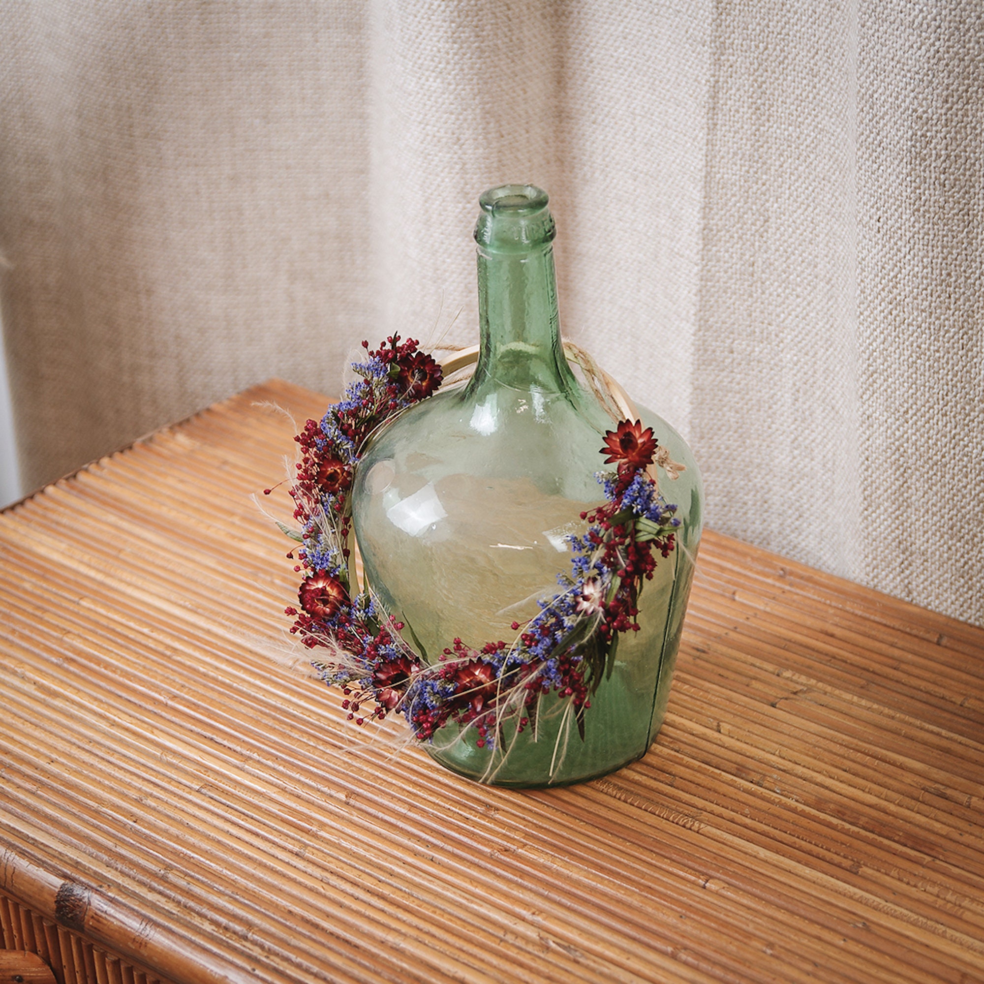 Bootis, Couronne de Fleurs Séchées Colorée, Décoration Murale, Cadeau , Végétale