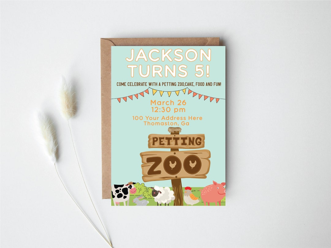 Petting Zoo Birthday Party Invitation Digital Download Customizable ...