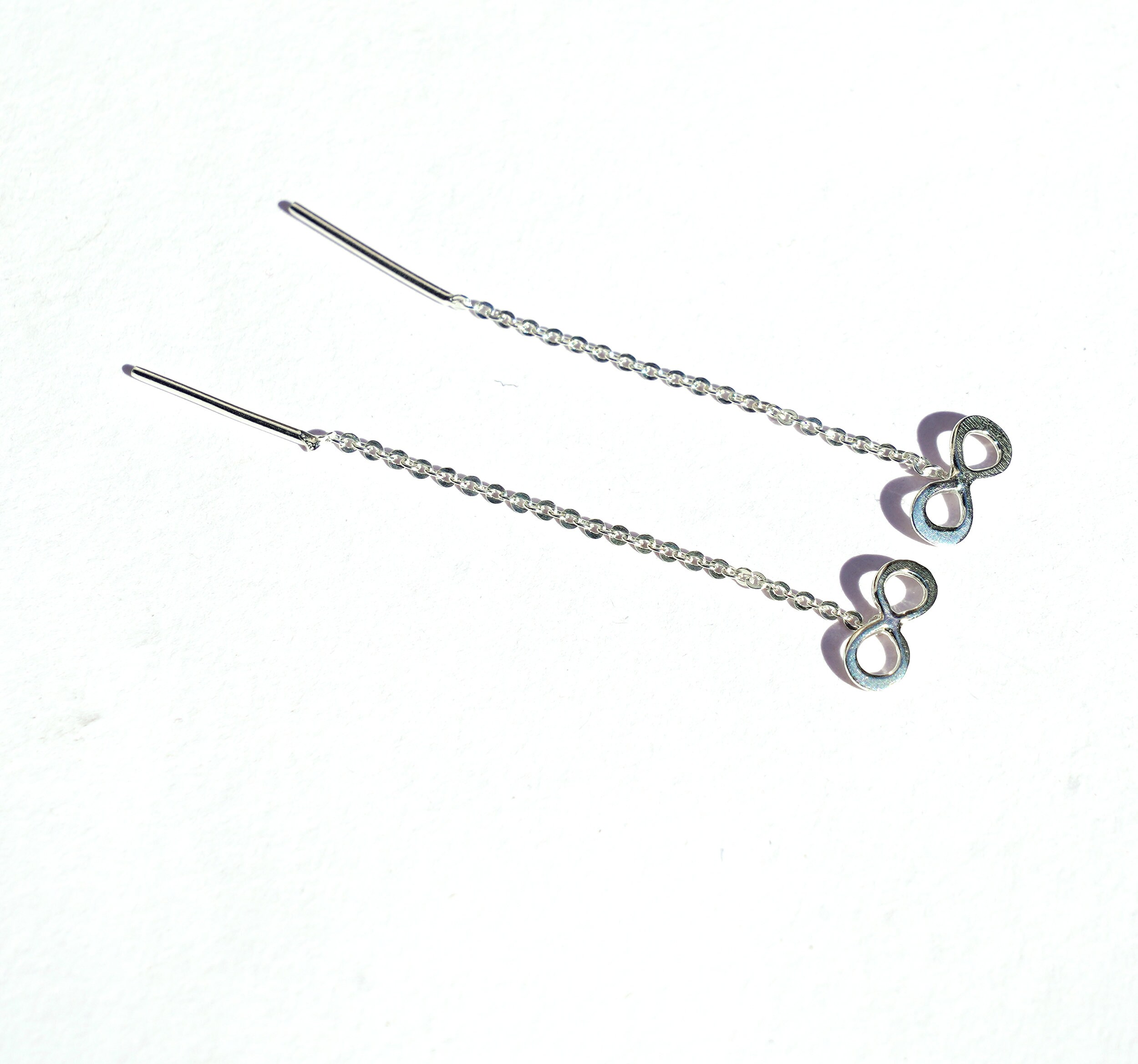 Genuine 925 Sterling Silver Pull Through Chain Earring Threaders