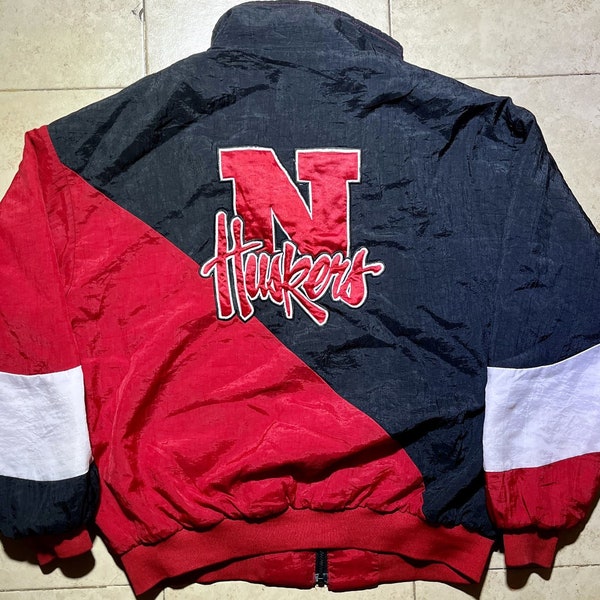 Nebraska Huskers 90er Jahre SWINGSTER Steppjacke XL schwarz rot ECAA Vintage Uni