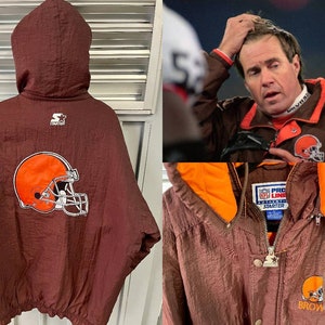 Cleveland Browns 90s STARTER puffer Trench jacket zip L brown NFL vintage