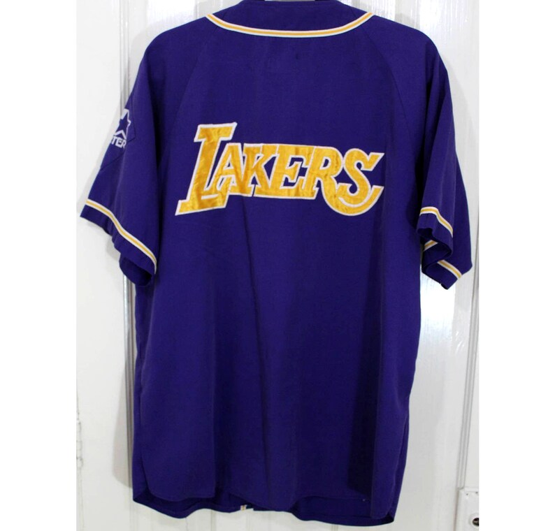 Los Angeles Lakers 90s STARTER Jersey BASEBALL L Purple NBA Vintage Etsy