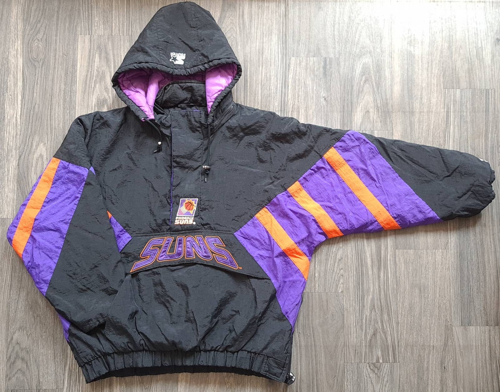 Phoenix Suns 90s STARTER Jacket Puffer 2XL Black Orange NBA Etsy