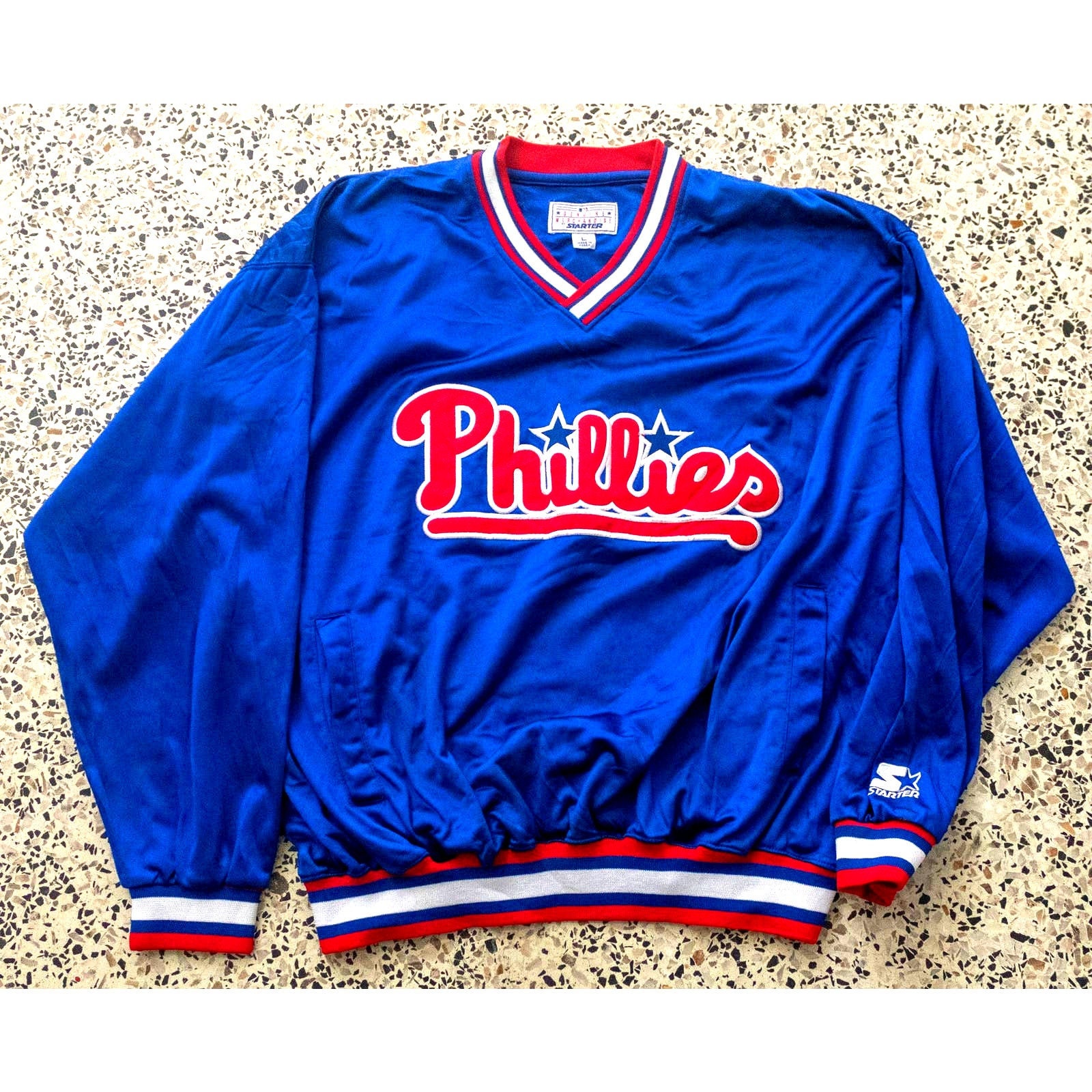 Philadelphia Phillies Striped Style Leather Jacket For Fans