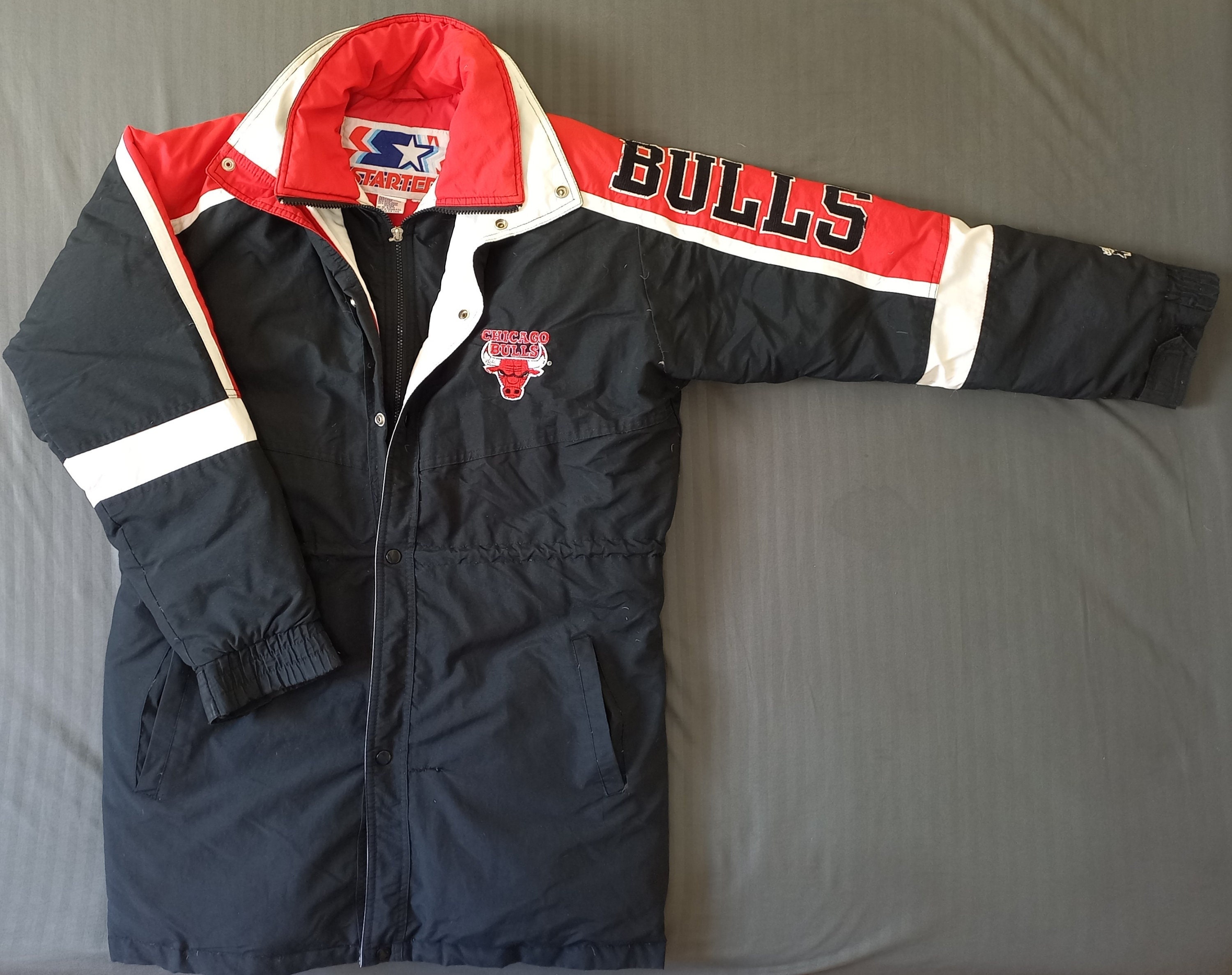 Degenerar fe usted está Chicago Bulls 90s STARTER Trench Down Jacket Puffer L Black - Etsy Hong Kong
