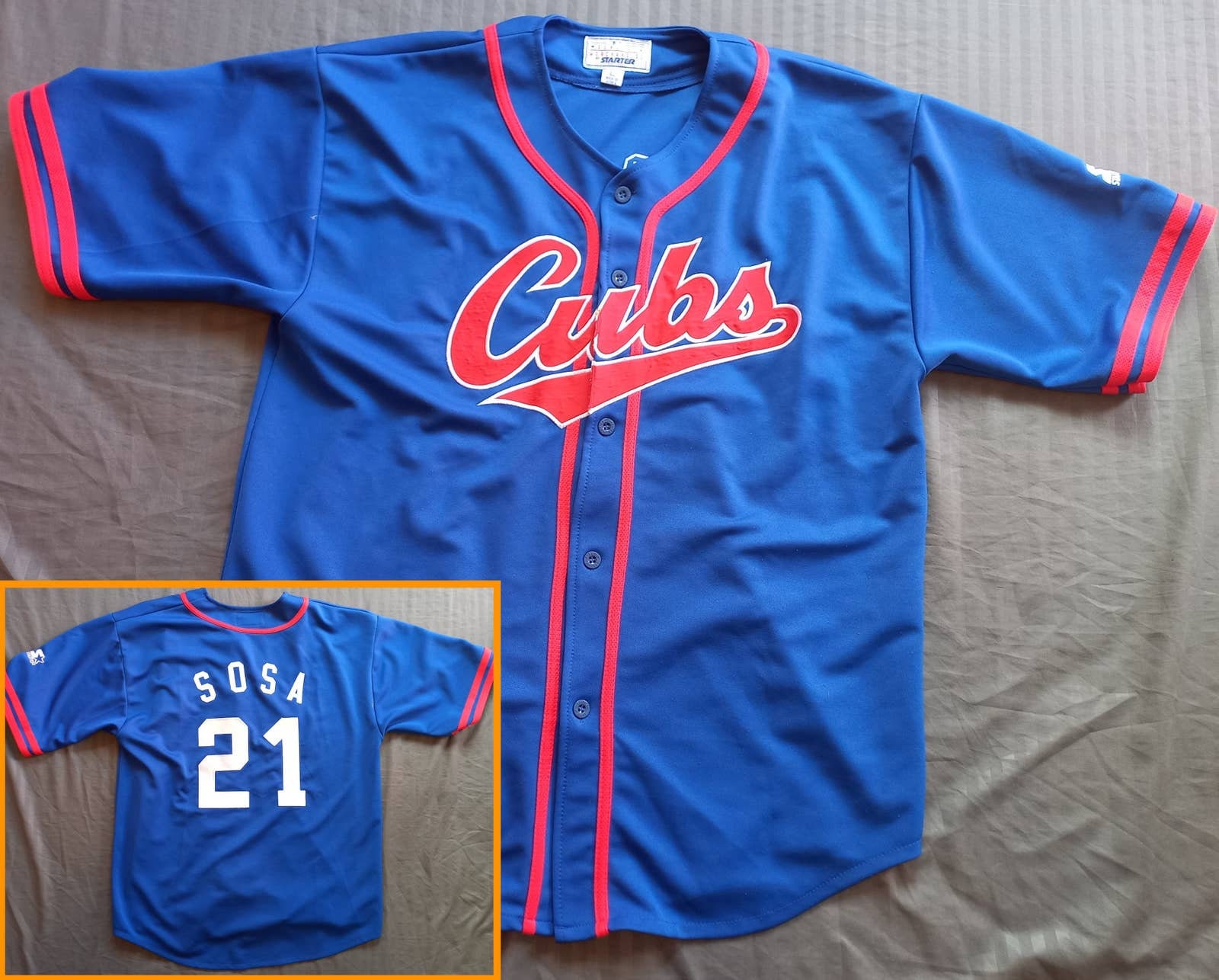 2 Vintage 90s Chicago Cubs Jerseys Mens Blue Diamond Collection L-XL