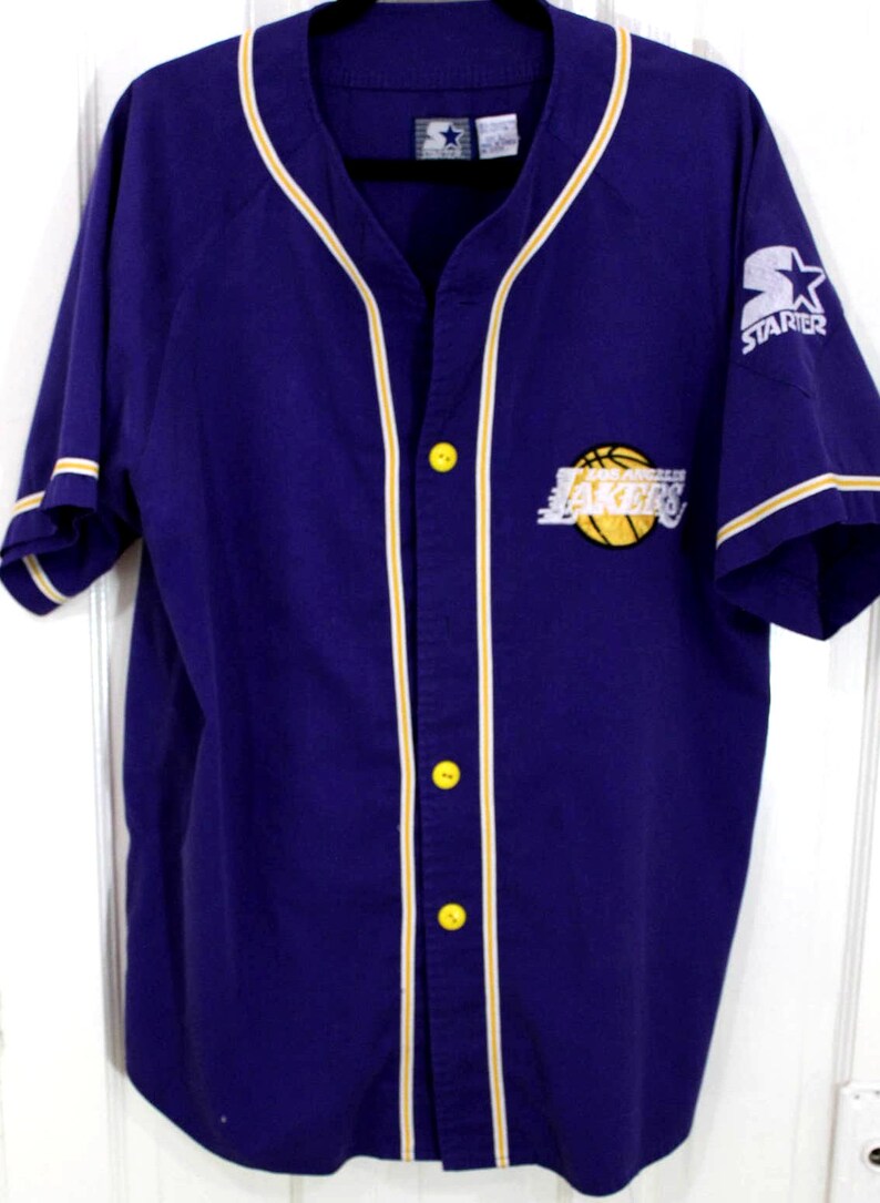 Los Angeles Lakers 90s STARTER Jersey BASEBALL L Purple NBA Vintage Etsy