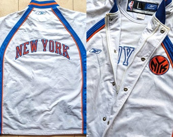 NEW YORK Knicks 2000s Reebok Warmup Shooting Jacke Zip Weiss L NBA Vintage