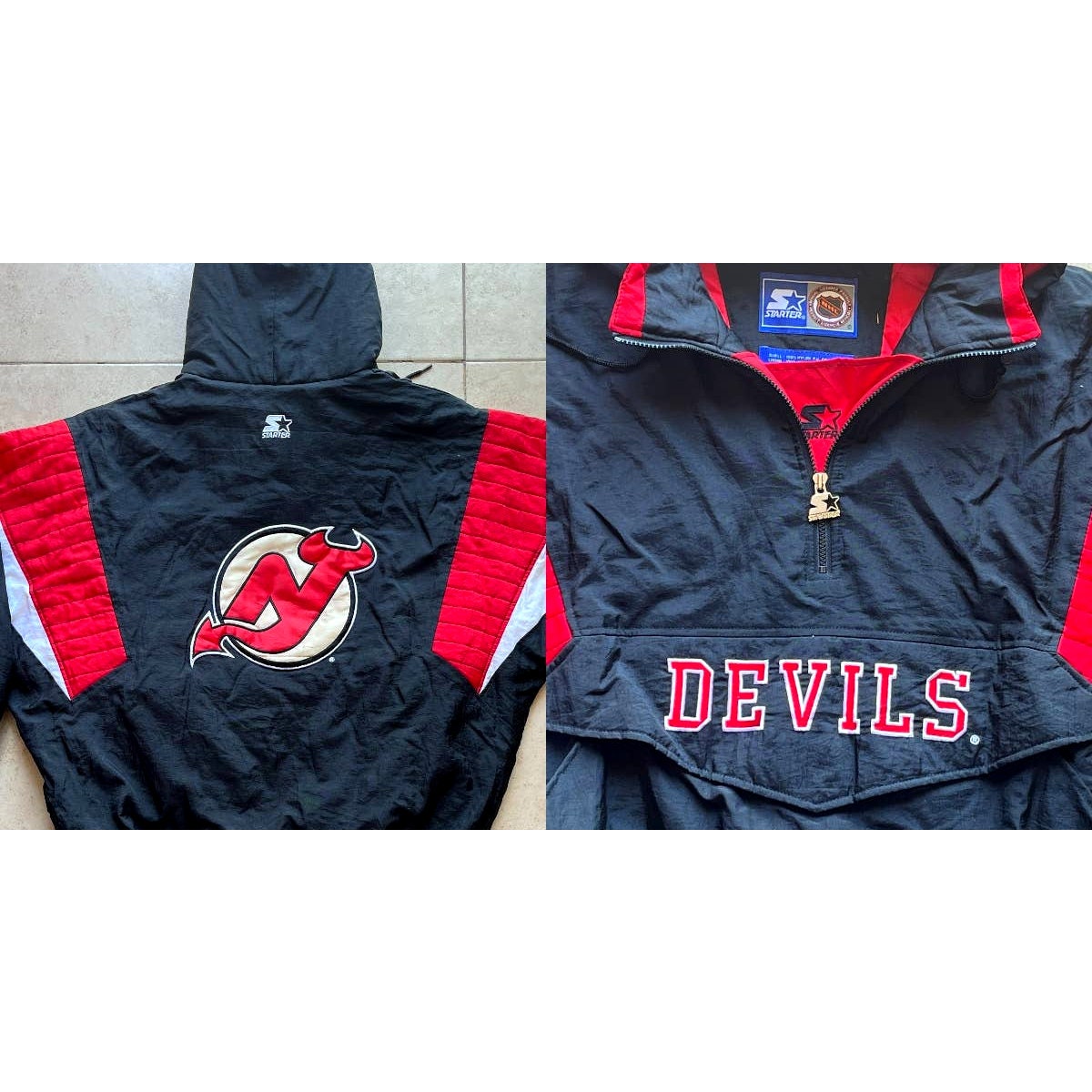 Vintage New Jersey Devils Starter Jacket Mens Medium 90’s Red NHL Rare