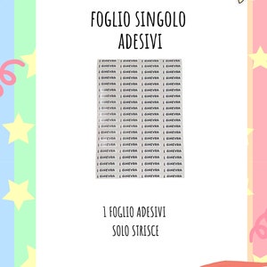 Kit Adesivi Scuola Adesivi matite Adesivi quaderni Adesivi con nome personalizzati Etichette termoadesive Etichette grembiule Foglio solo STRISCE