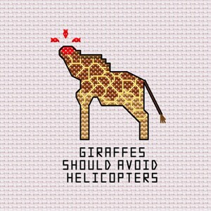 Kruissteekpatroon: Giraffen moeten helikopters vermijden.