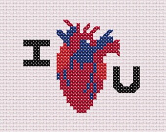 クロスステッチパターン「I Heart U」