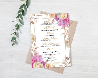 Nikah Invitation, Muslim Wedding Invitation, Nikkah Invite Template, Editable Islamic Wedding Card, Walima Invite,Islamic Wedding Invitation