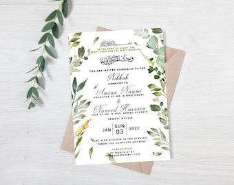 Nikah Invitation, Muslim Wedding Invitation, Nikkah Invite Template, Editable Islamic Wedding Card, Walima Invite,Islamic Wedding Invitation