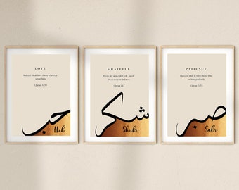 Sabr Shukr Hub Islamic wall Art Calligraphy Printables, Muslim Home Decor, Modern Prints, Arabic Quotes Poster, Quran Verse, Eid Gifts