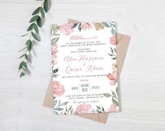Nikah Invitation, Muslim Wedding Invitation, Nikkah Invite Template, Editable Islamic Wedding Card, Walima Invite,Islamic Wedding Invitation