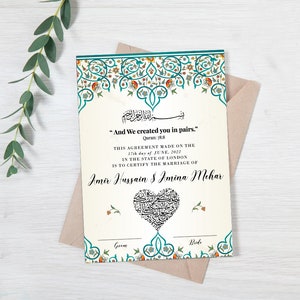 Nikkah Islamische Heiratsurkunde, Digitale Heiratsurkunde, Nikkah Nama Zertifikat, Hochzeitstag, Koran Geschenk, Eid Dekoration