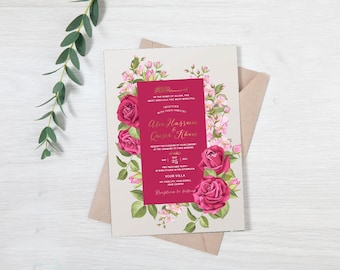 Nikah Invitation, Muslim Wedding Invitation, Nikkah Invite Template, Editable Islamic Wedding Card, Walima Invite,Islamic Wedding Invitation