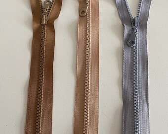 30 inc 1-Way , T6 Bone, Heavy Duty Separating, Tanaton Hook And Pear Pull Zipper, Beige, Brown ,Gray Color Zipper SKU/ES10