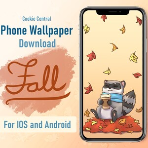 Cozy Autumn Autumn Racoon Phone Wallpaper Descarga digital