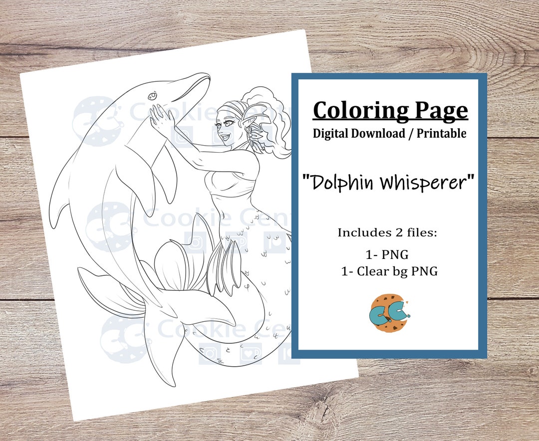 Dolphin Whisperer, Coloring Page | Digital Download | Printable | PNG ...