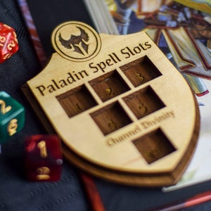 DnD Paladin Spell Slots Tracker | Spell and Channel Divinity Tracking | Dungeons and Dragons Spell Counter | Laser Cut Wood