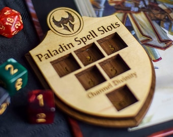 DnD Paladin Spell Slots Tracker | Spell and Channel Divinity Tracking | Dungeons and Dragons Spell Counter | Laser Cut Wood