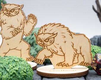 Owlbear (set of 2) Miniature 2D Wood Set for DnD - RPG Mini Table Top Game Pieces