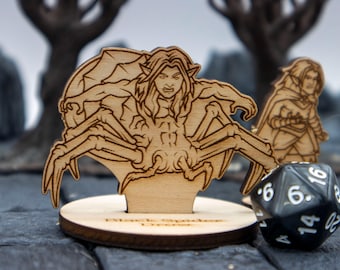 Black Spider Drow (set of 2) Miniature 2D Wood Set for DnD - RPG Mini Table Top Game Pieces