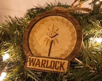 DnD Warlock Christmas Tree Hanging Ornament | Dungeons and Dragons Wood Ornament