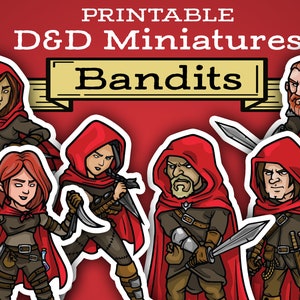 Paper Bandit Miniature Standee Set para juegos de mesa DnD RPG - Descarga de ARCHIVO DIGITAL