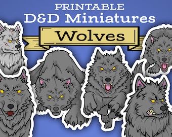 Paper Wolf Miniature Standee Set for DnD RPG Tabletop Games -  DIGITAL FILE Download