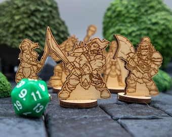 Orc (set of 6) Miniature 2D Wood Set for DnD - RPG Mini Table Top Game Pieces