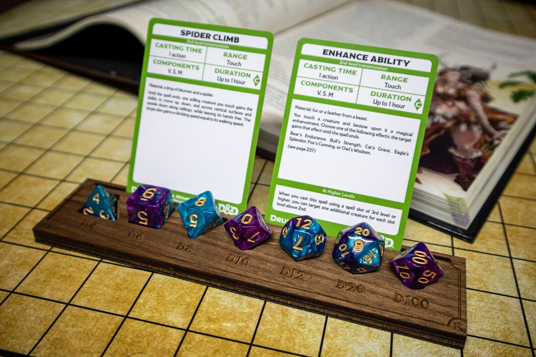 Dnd Dice and Card Holder Minimalist RPG 7 Dice Set Holder for Dungeons