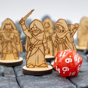 Cultists (set of 6) Miniature 2D Wood Set for DnD - RPG Mini Table Top Game Pieces