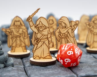 Cultists (set of 6) Miniature 2D Wood Set for DnD - RPG Mini Table Top Game Pieces